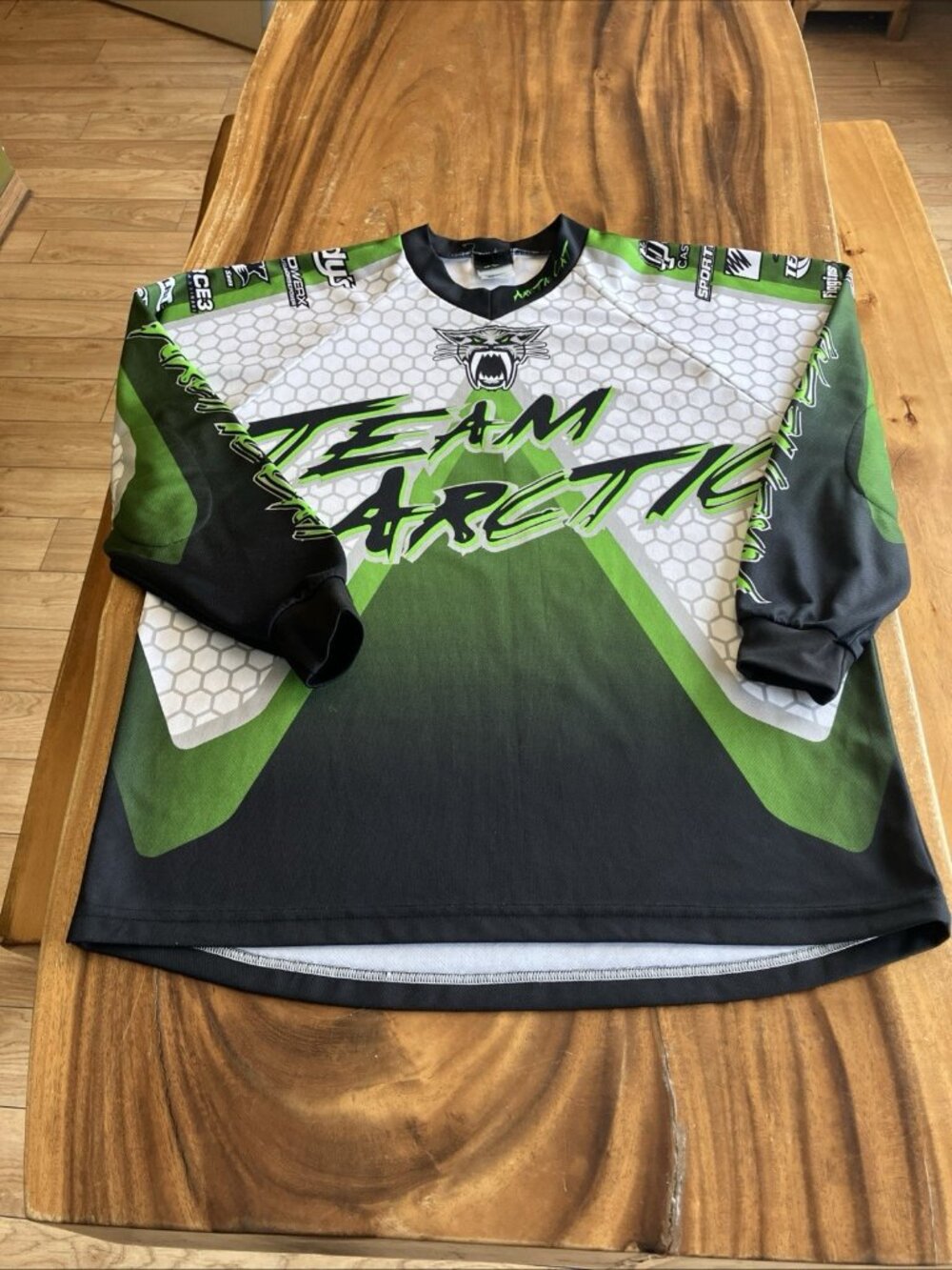 Team Arctic Cat Snowmobile Jersey Men’s Medium Green Black Long Sleeve